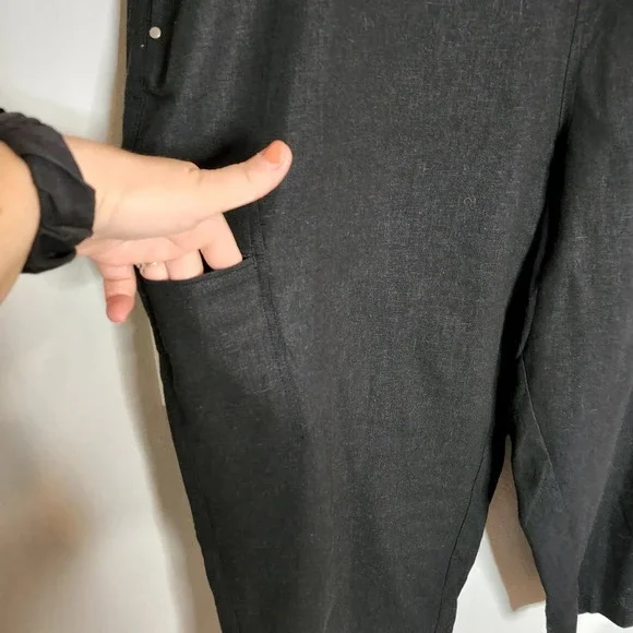 Ellos Linen Blend Stretch Waist Black Crop Cargo Pant Plus Size 28 4X New NWOTS - Picture 5 of 15